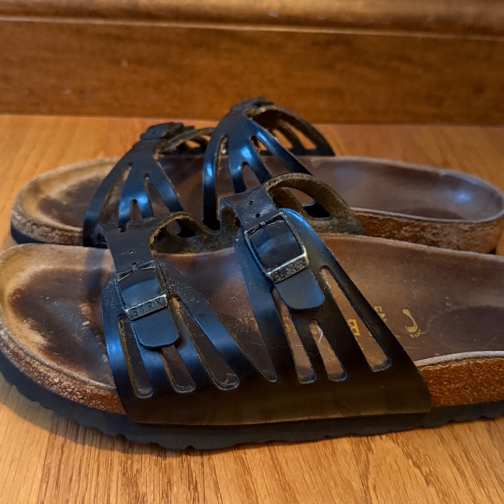 Birkenstock Granada Leather Sandals Black Unisex EU 38 Ladies 7 Men’s 5 Narrow - Picture 4 of 15